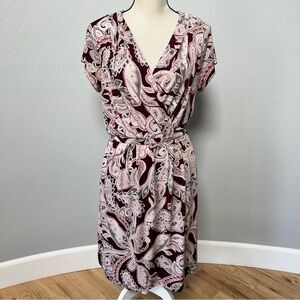 Banana Republic Burgundy and Pink Paisley Midi Dress
